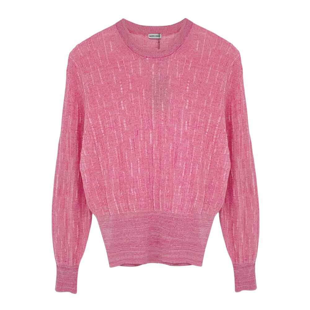 RACHEL COMEY Amares Crinkle Knit Sweater in Pink Marled S